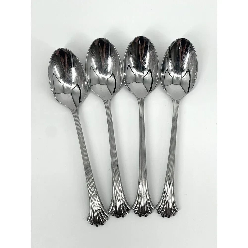 International Silver Tiara Stainless 18/8 Korea Glossy Dinner Spoons Set Of 4
